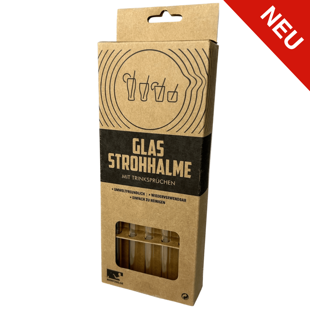 10x Glasstrohhalme mit Trinksprüchen