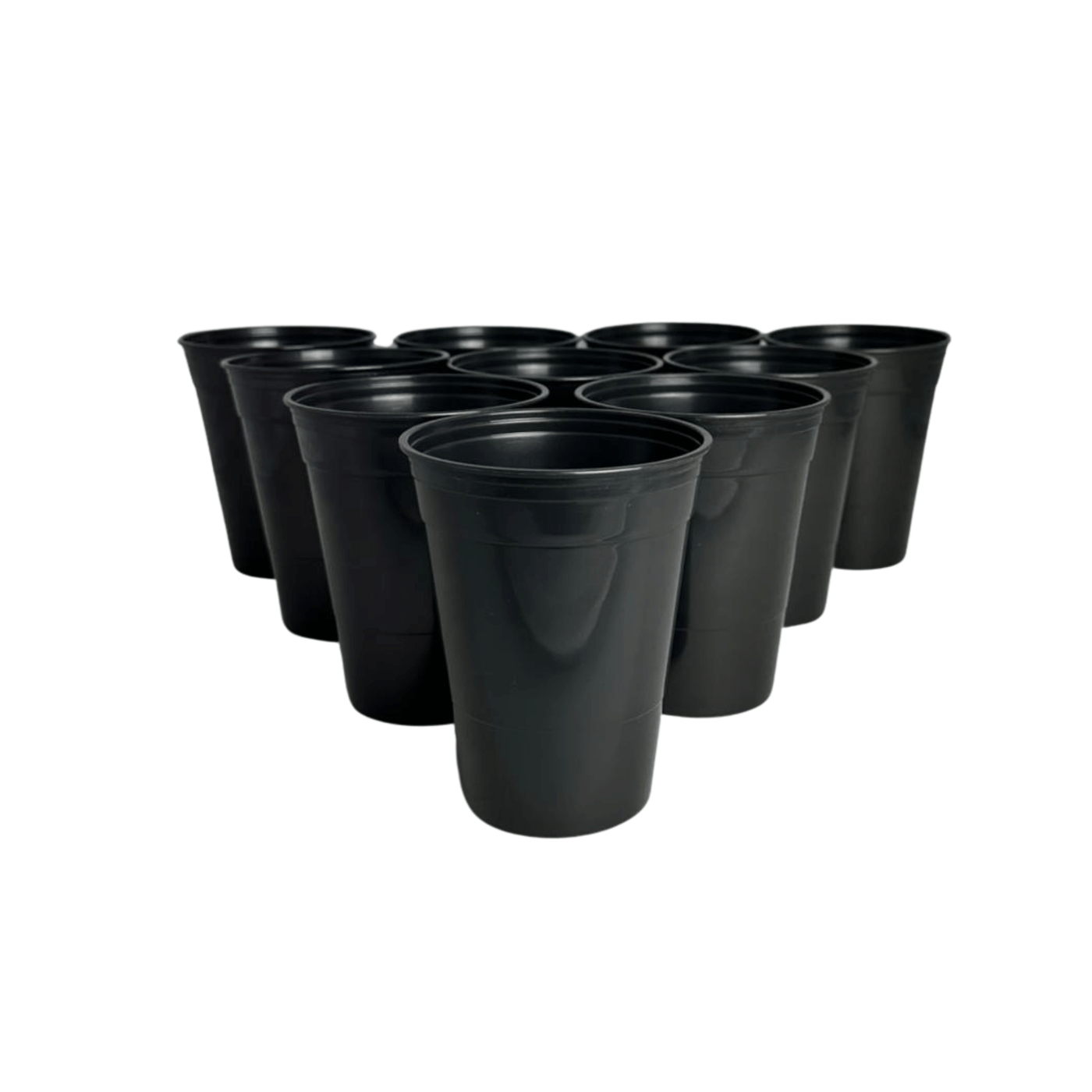 22x schwarze Beerpong Mehrweg Becher - glänzend