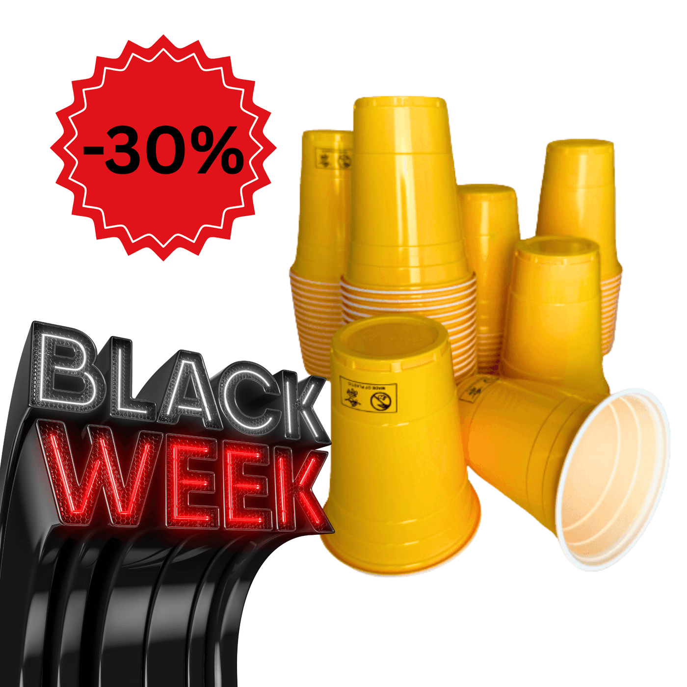 Yellow Cups - gelbe Plastikbecher