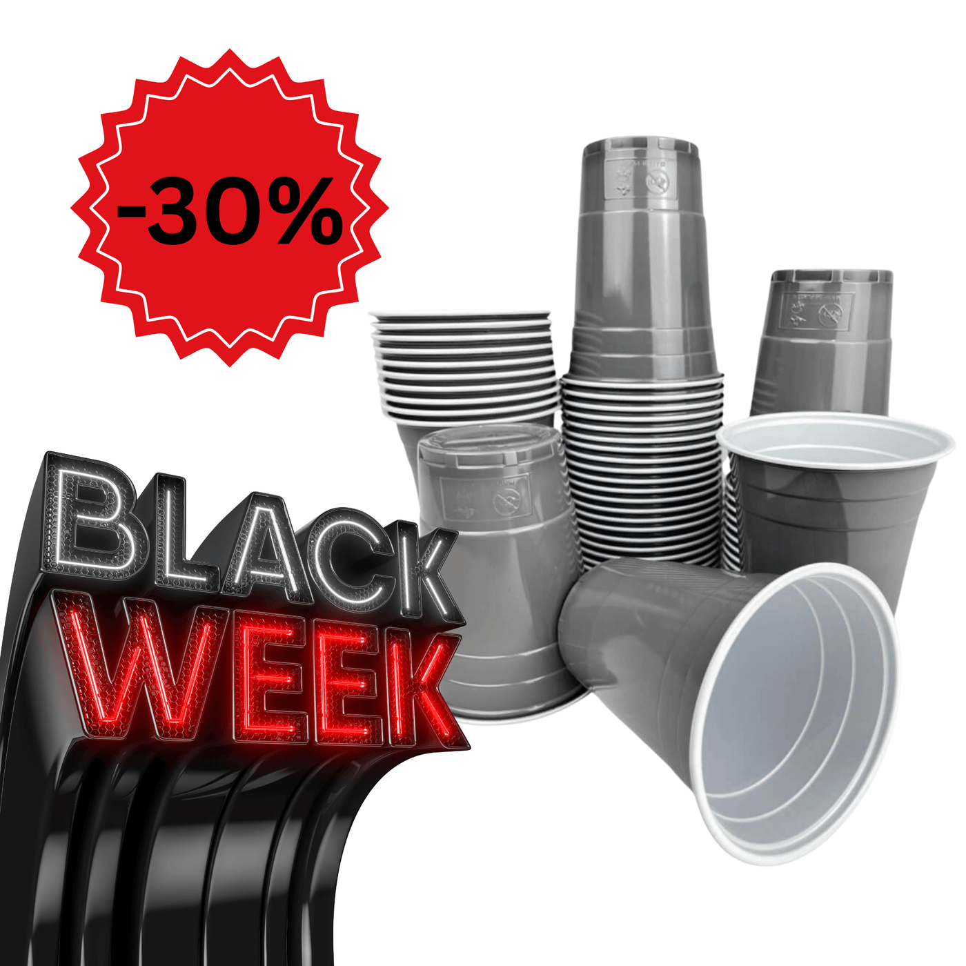 Grey Cups - graue Plastikbecher (16oz. / 473ml)