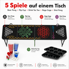 Beer Pong Tisch Set 'Multigame' inkl. Bechern, Bällen & Racks