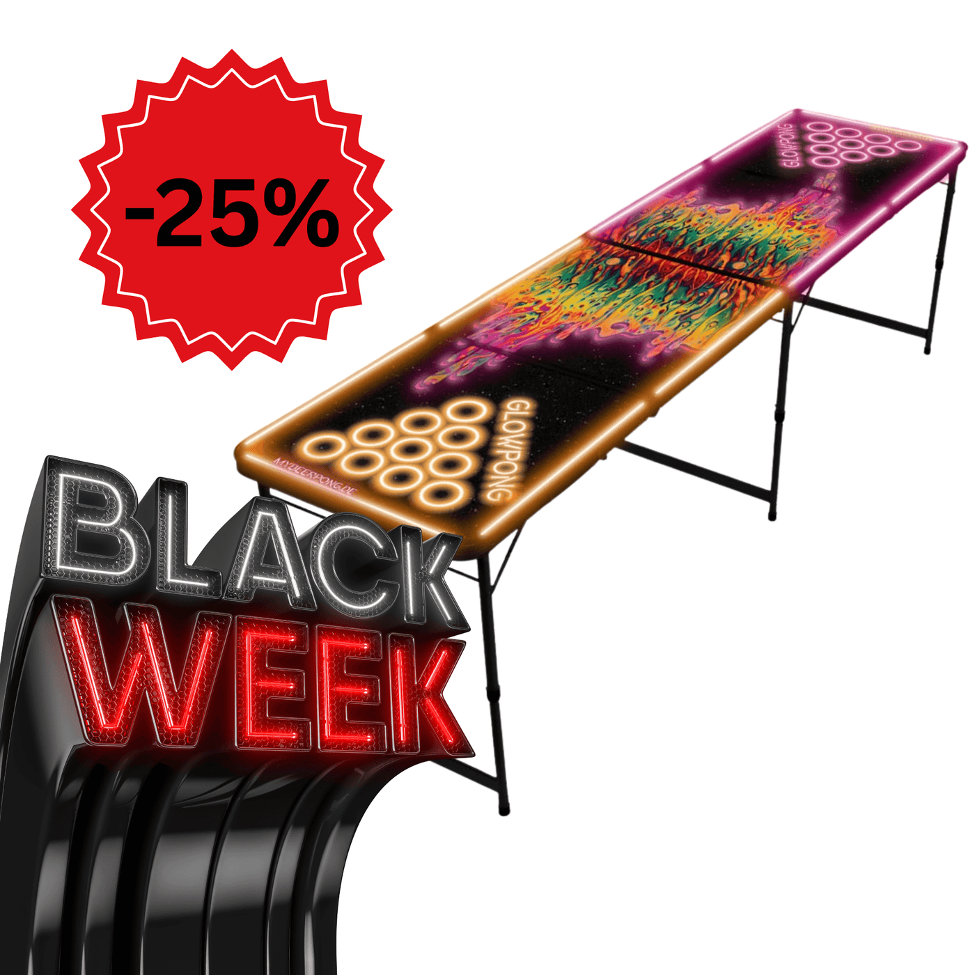 Bierpong-Tisch "Space Lava" mit LED