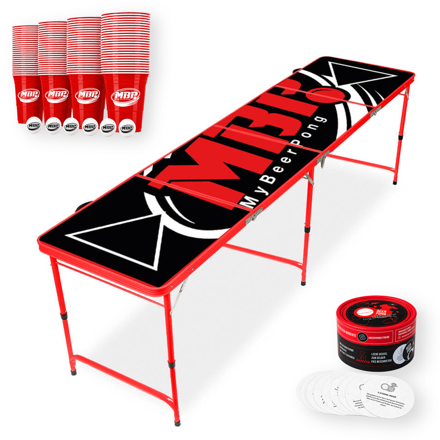 Beer Pong Tisch Set 'Turnier' inkl. 50 Bechern, 6 Bällen & Trinkspiel