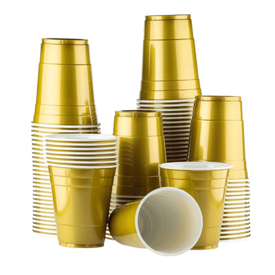 Gold Cups - goldene Plastikbecher